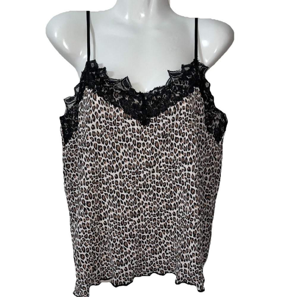 Everleigh Cami S Animal Print Crinkle Release Lace Sexy Feminine Flirty Clubbing